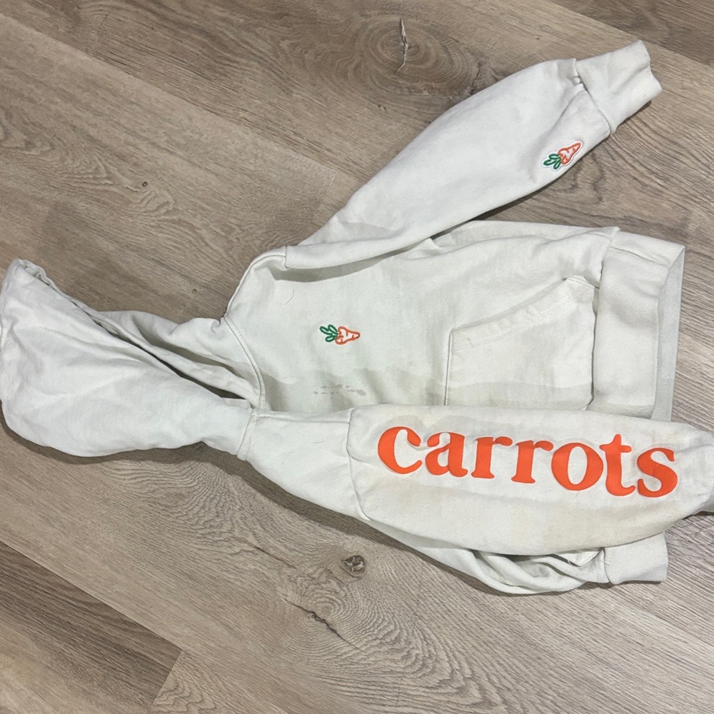 Kids White Hoodie with Orange Carrots Logo